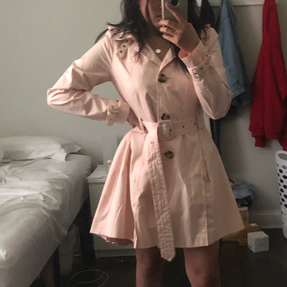Light pink belted trench coat